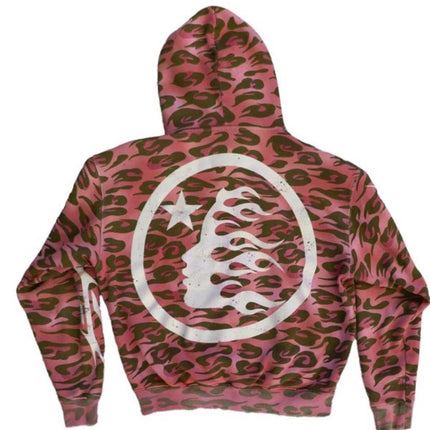 Hellstar Cheetah Zip Up Hoodie Red