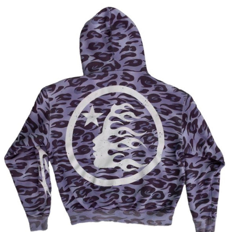 Hellstar Cheetah Zip Up Hoodie Purple