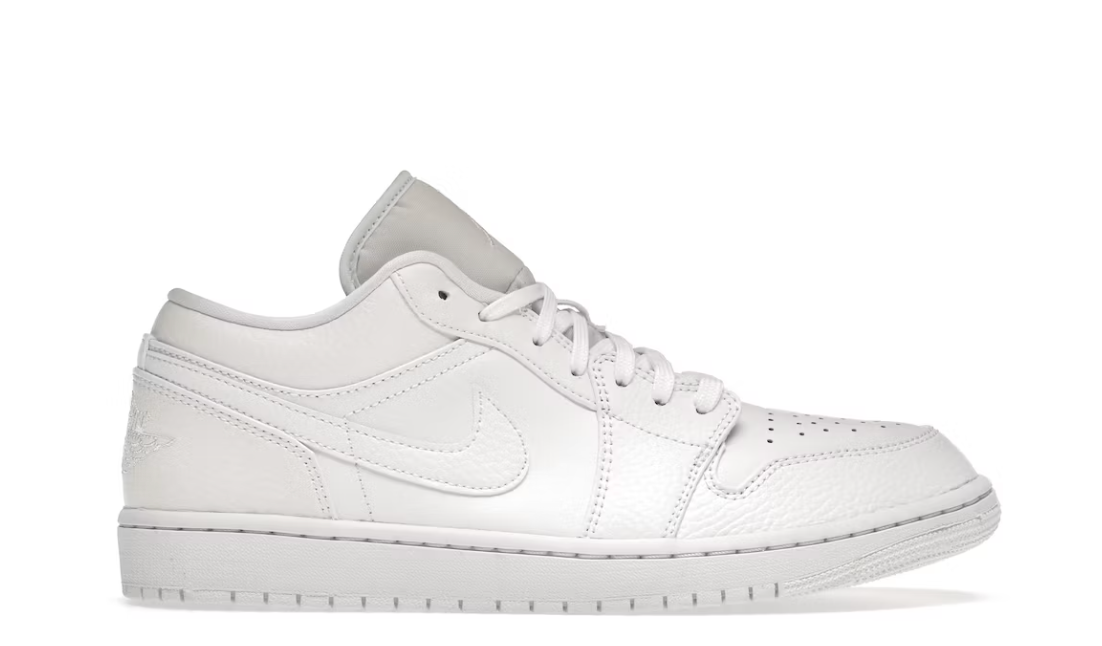 Jordan 1 Low Triple White Tumbled Leather