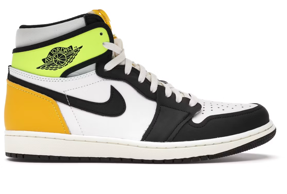 Jordan 1 Retro High White Black Volt University Gold