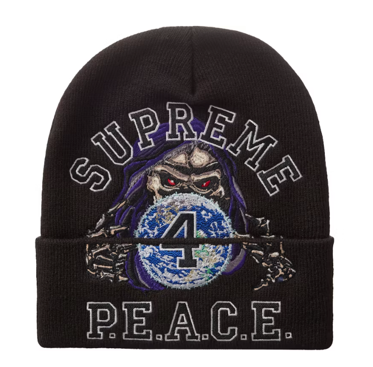 Supreme Peace Embroidered Beanie Black