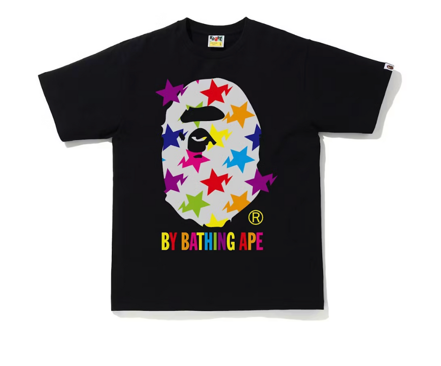 BAPE Sta Pattern By Bathing Ape Tee Black