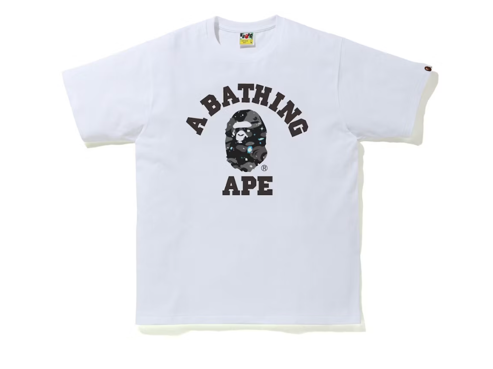 BAPE Space Camo Print College Tee White