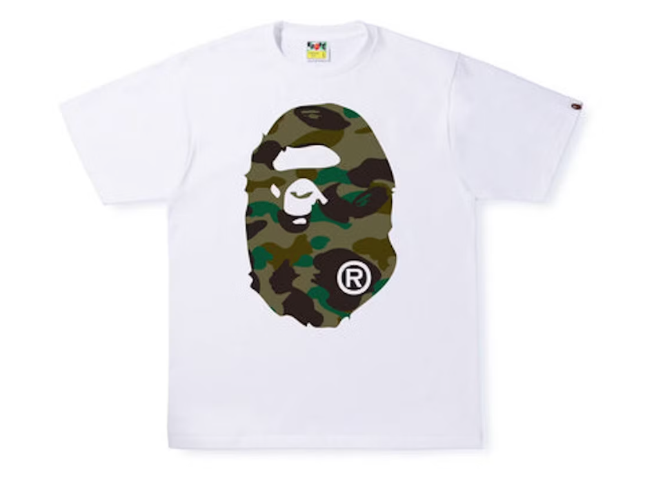 BAPE 1st Camo Big Ape Head Tee White Green