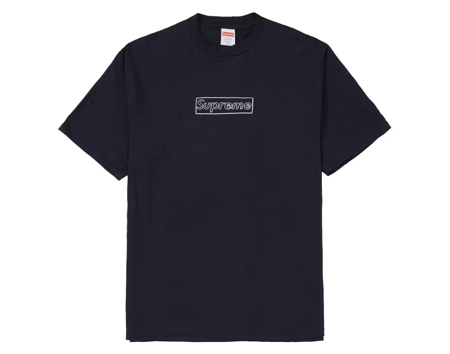 Supreme KAWS Chalk Logo Tee Navy