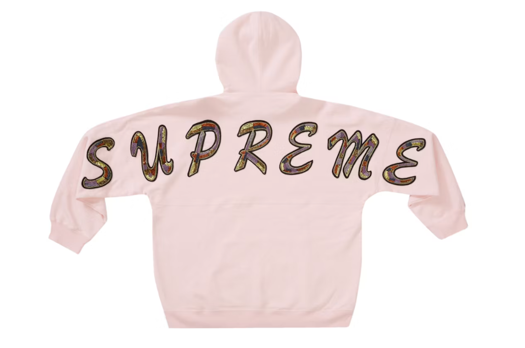 Supreme Beaded Hooded Sweatshirt Light Pink