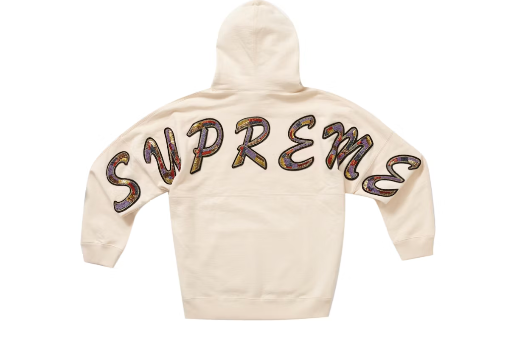 Supreme Beaded Hooded Sweatshirt Natural