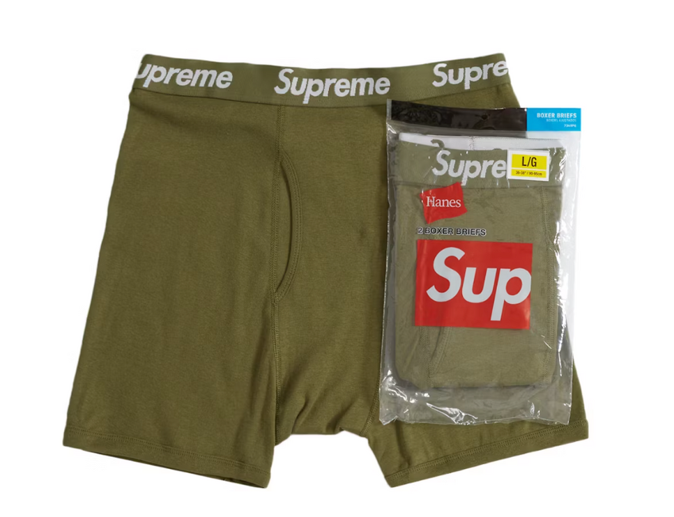 Supreme Hanes Boxer Briefs (2 Pack) Olive