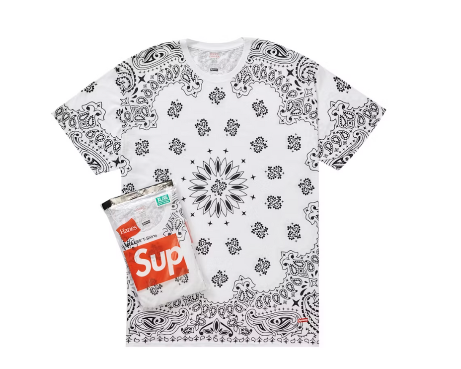 Supreme Hanes Bandana Tagless Tees (2 Pack) White