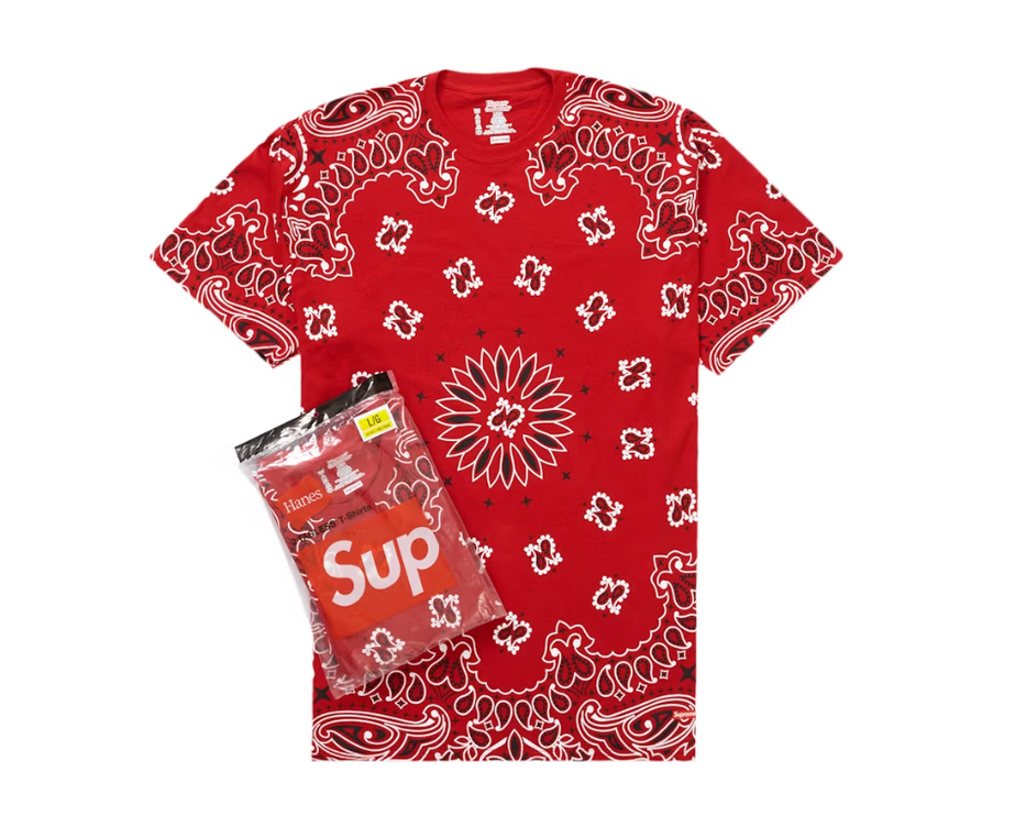 Supreme Hanes Bandana Tagless Tees (2 Pack) Red