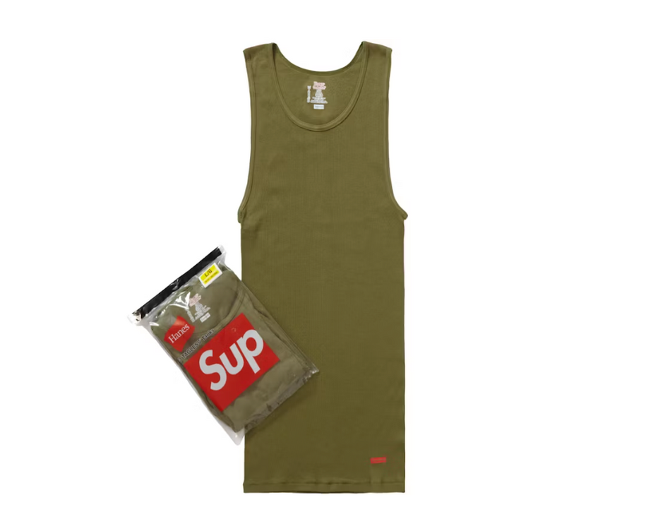 Supreme Hanes Tagless Tank Top (3 Pack) Olive