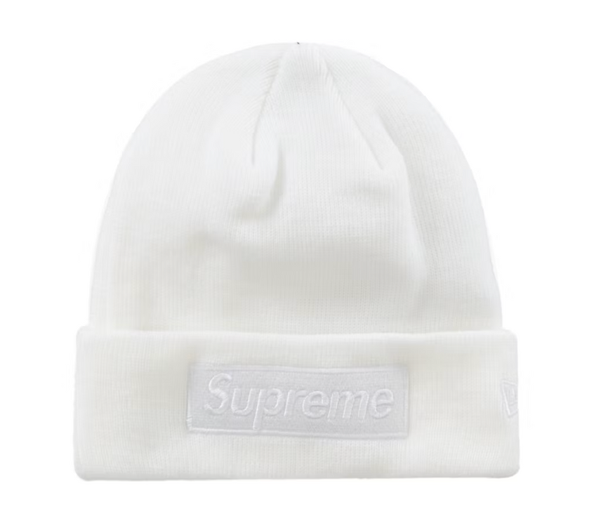 Supreme New Era Box Logo Beanie (FW23) White