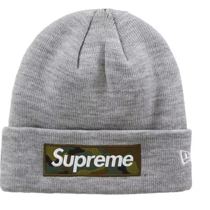 Supreme New Era Box Logo Beanie (FW23) Heather Grey