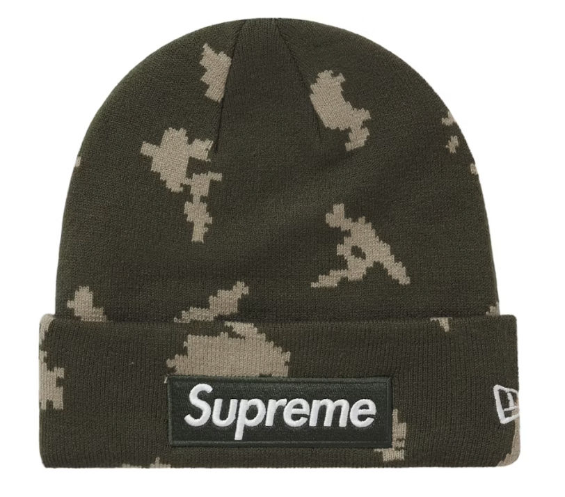 Supreme New Era Box Logo Beanie (FW21) Olive Russian Camo