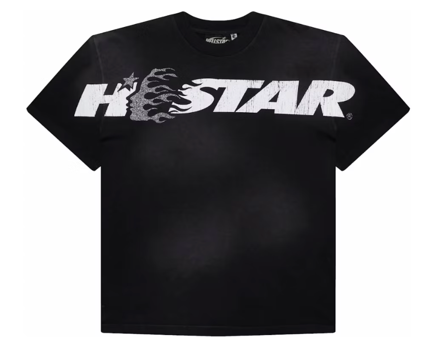 Hellstar Cartoon Logo Glitter Logo T-shirt Black