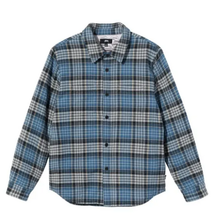 STUSSY -QUILTED LINED PLAID SHIRT (BLUE)