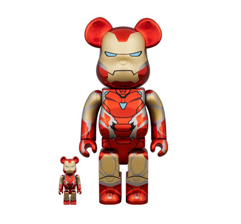 Bearbrick Marvel The Infinity Saga Iron Man Mark85 100% & 400% Set Chorme