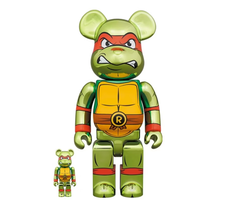 Bearbrick x Teenage Mutant Ninja Turtles Raphael Chrome 100% & 400% Set