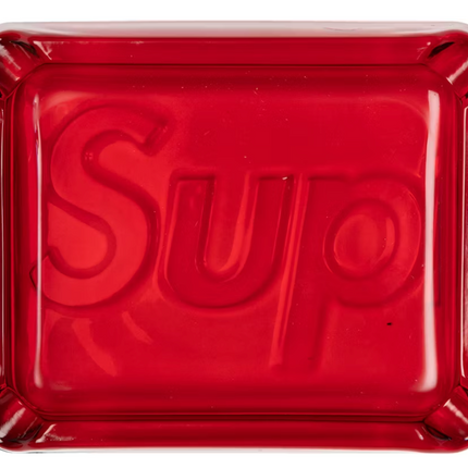 Supreme Debossed Glass Ashtray Red