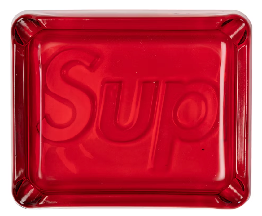 Supreme Debossed Glass Ashtray Red