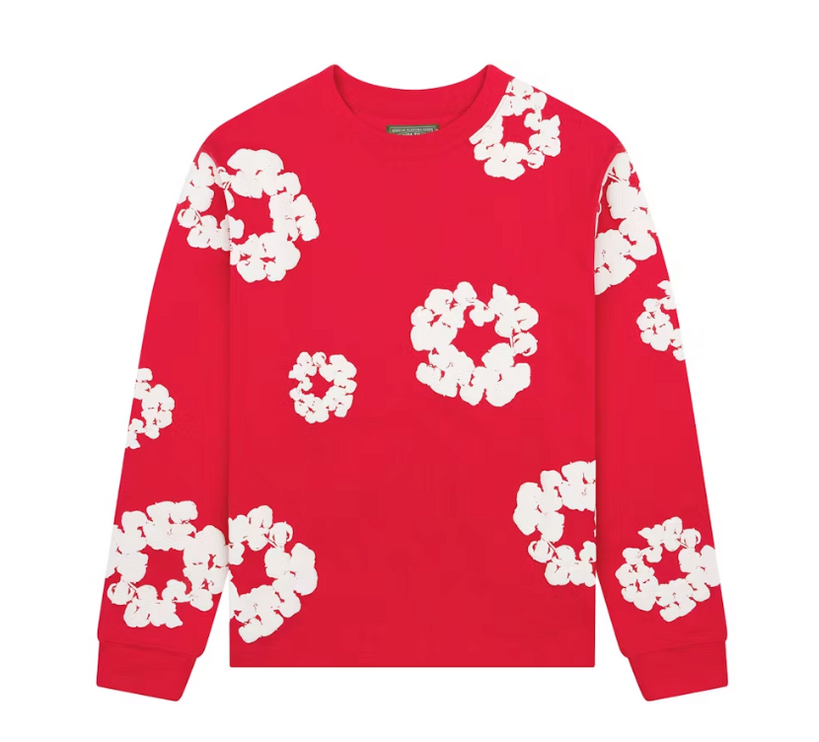 Denim Tears Long Sleeve Cotton Wreath T-shirt Red