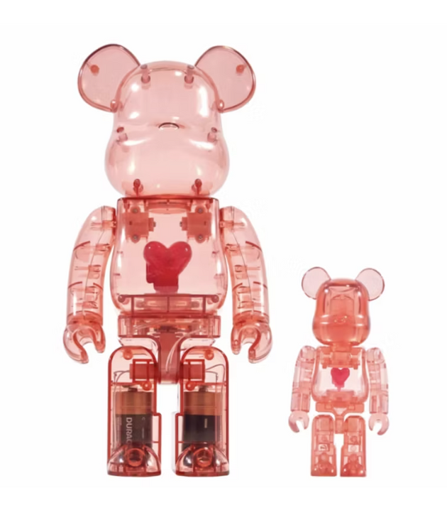 Bearbrick x Emotionally Unavailable Red Heart 100% & 400% Set Red