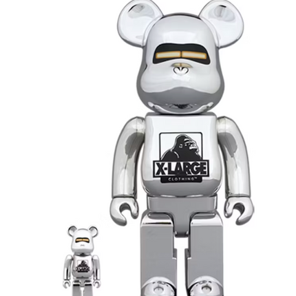 Bearbrick x Xlarge x Hajime Sorayama 100% & 400% Set Chrome