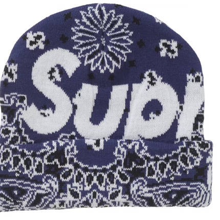 Supreme Bandana Big Logo Beanie Blue