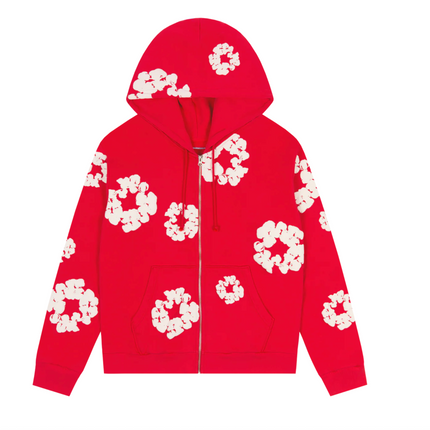 Denim Tears Cotton Wreath Zip Hoodie Red