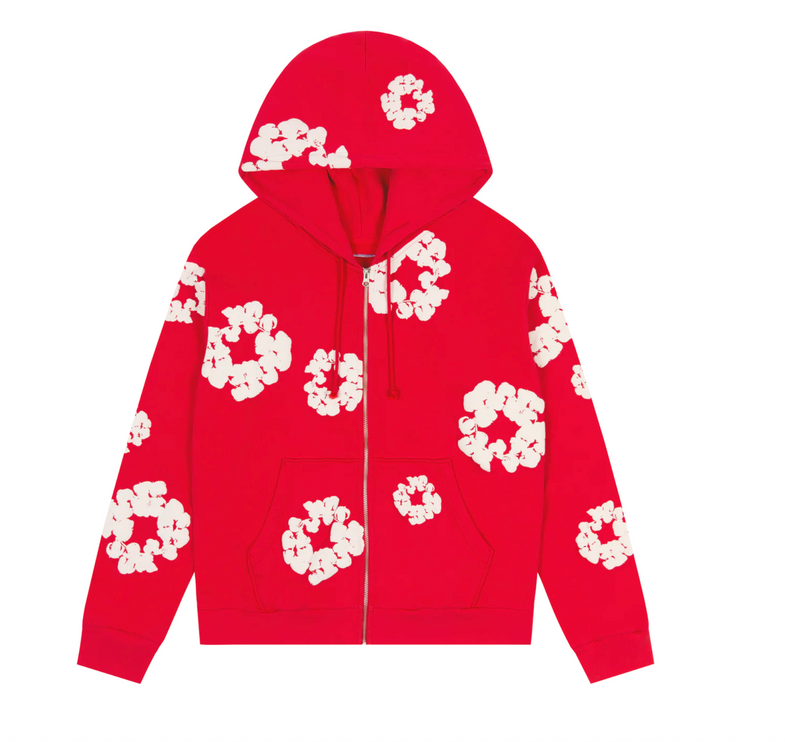 Denim Tears Cotton Wreath Zip Hoodie Red