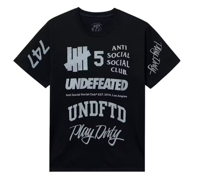 Anti Social Social Club x Undefeated Schizophrenia Reflective Tee Black