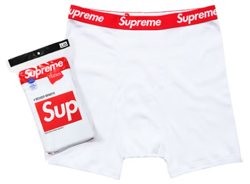 Supreme Hanes Boxer Briefs (4 Pack) White