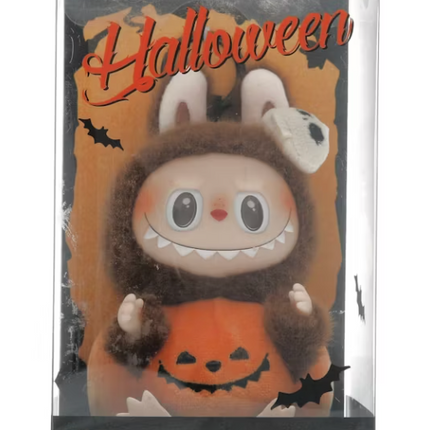Pop Mart Labubu Happy Halloween Party Series-Sitting Pumpkin Vinyl Plush Pendant