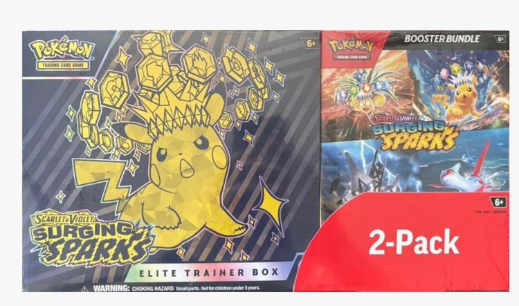 Pokemon Surging Sparks 2-Pack Trainer Box and Booster Bundle - Miscellaneous Cards & Products (MCAP)