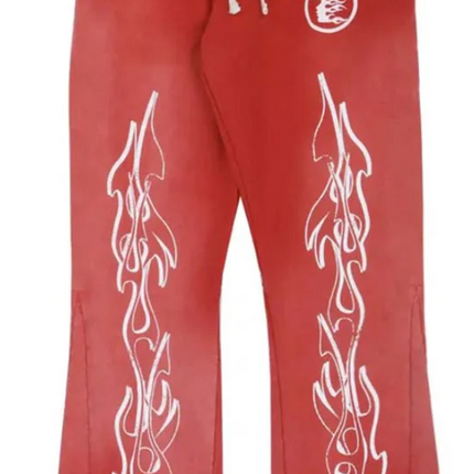 Hellstar Racer Flames Sweatpants Red