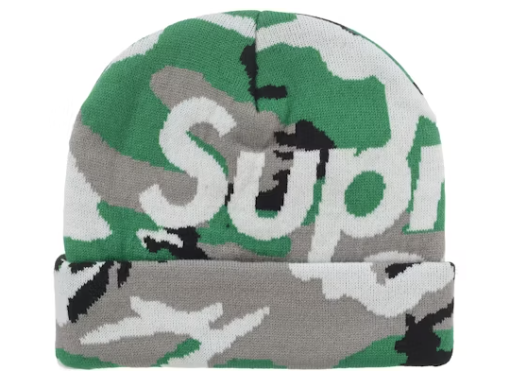 Supreme Camo Big Logo Beanie Green Camo