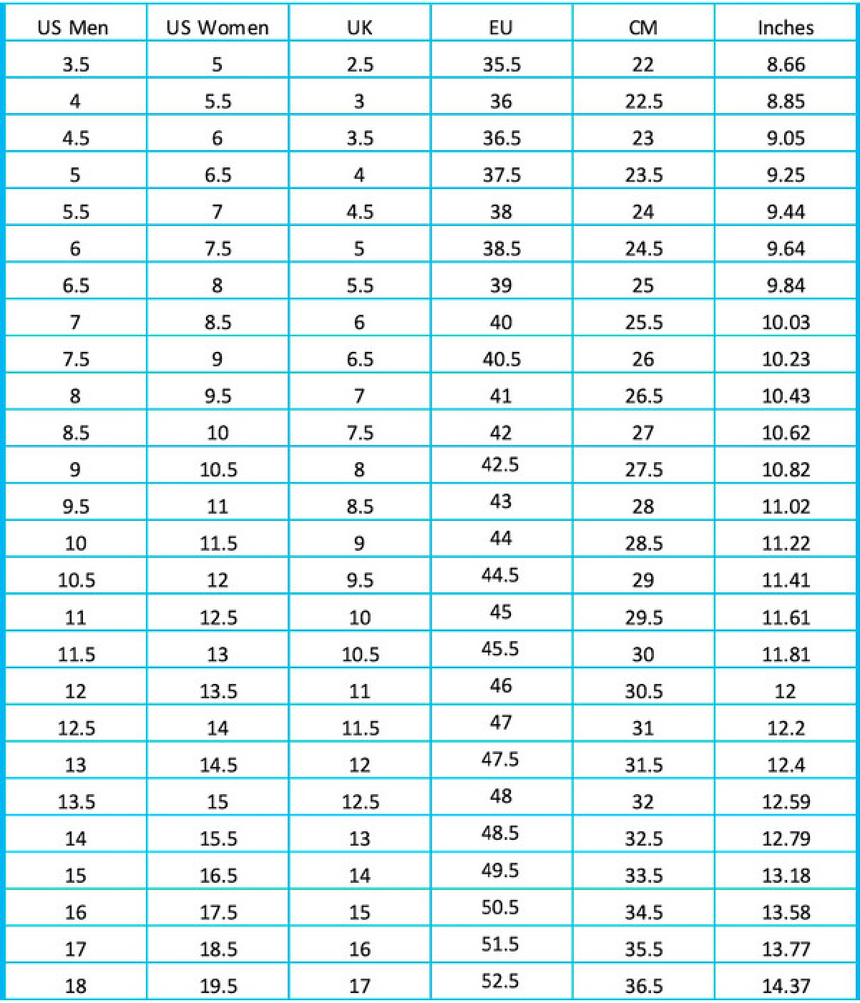 Shoe Size Chart